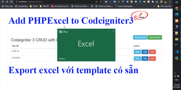 Export Excel load template có sẵn - cách thêm PHPExcel vào Codeigniter 3