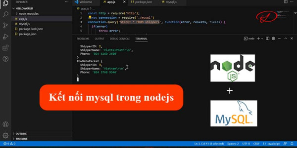 Kết nối mysql trong nodejs