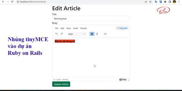 Nhúng tinyMCE vào dự án Ruby on Rails
