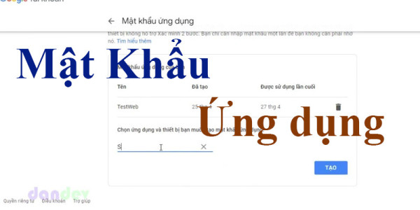 Thiết lập mật khẩu ứng dụng cho gmail sử dụng để gửi smtp